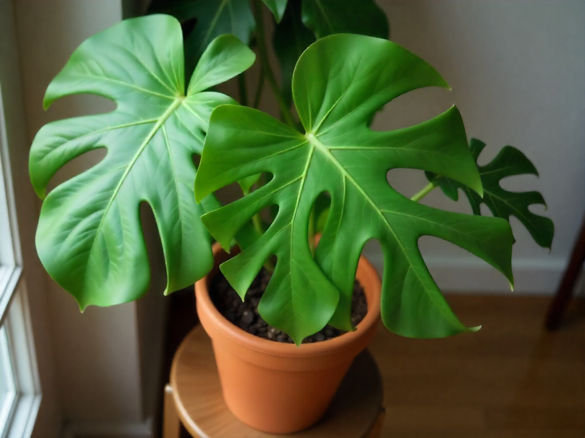 Monstera Deliciosa plant in decorative pot